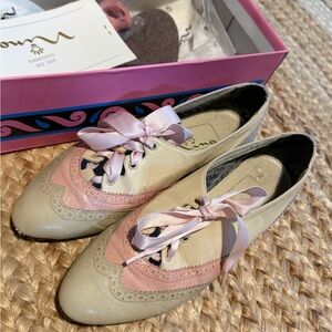 Nina Shoes Pink and Cream Women's Flats, Vintage